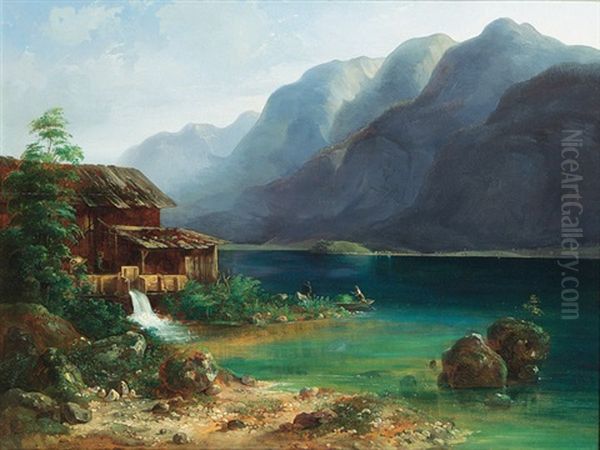 Oberosterreichischer See Oil Painting by Ludwig Schrattenbach the Younger