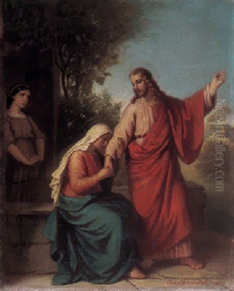 Christus Und Maria Magdalena Oil Painting by Johann von Schraudolph