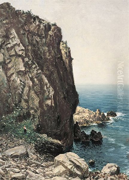 Aus Dem Nachlass. Dalmatinische Steilkuste Mit Blick Auf Das Weite Meer Oil Painting by Paul Schreckhaase