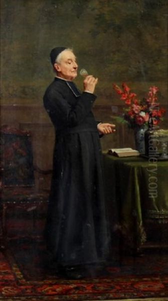 Cleric Tasting Wine Oil Painting by Charles Baptiste Schreiber