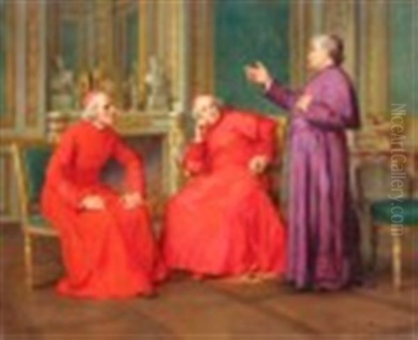 Addressing The Cardinals Oil Painting by Charles Baptiste Schreiber