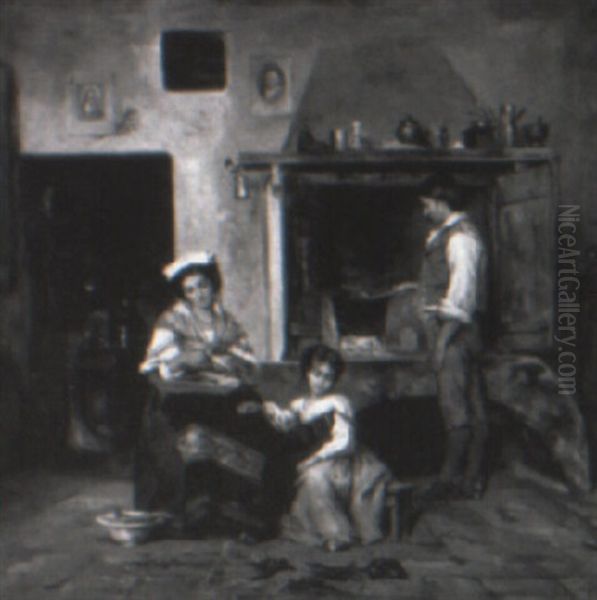 La Preparation Du Diner Oil Painting by Charles Baptiste Schreiber