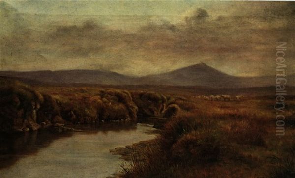 Hochmoorlandschaft Mit Schafen Oil Painting by Charlotte Mount Brock, Miss Schreiber