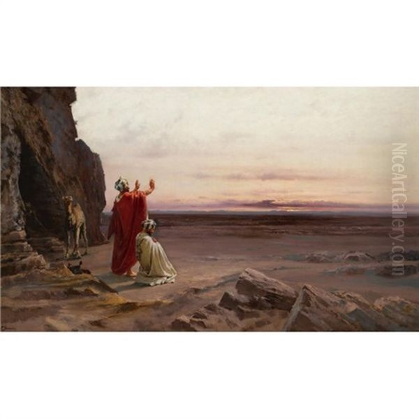 Evening Prayer Oil Painting by Conrad Peter Schreiber