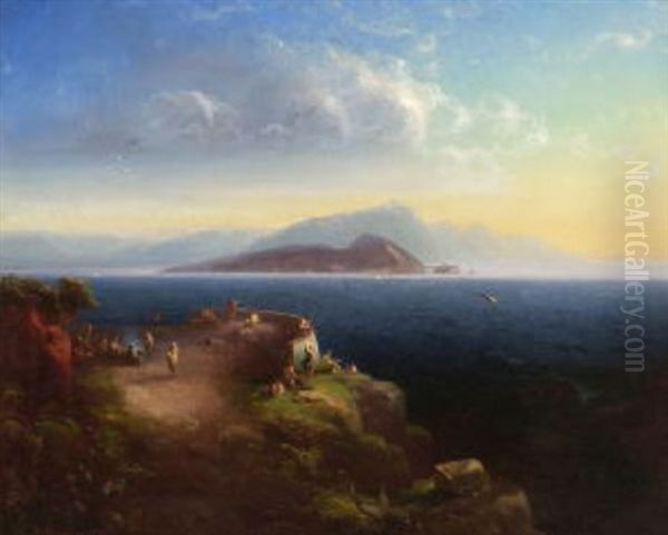 Kustenlandschaft Oil Painting by Conrad Peter Schreiber