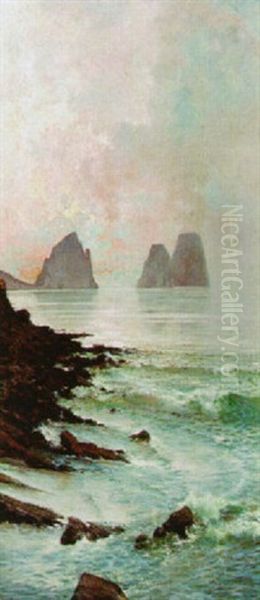 Capri Oil Painting by Conrad Peter Schreiber