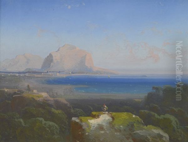 Ansicht Von Palermo Mit Dem Monte Pellegrino Oil Painting by Peter Conrad Schreiber