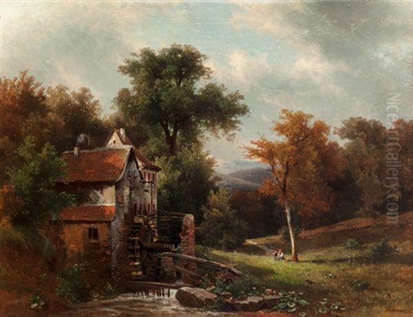 The Mill Oil Painting by Friedrich Wilhelm Schreiner