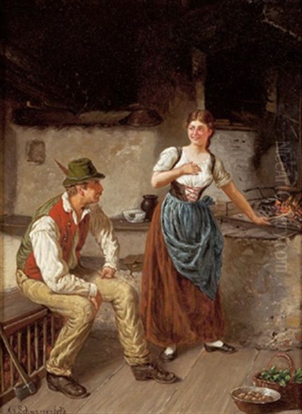 Unterhaltung In Der Stube by Adolf Franz Christian Schreitter von Schwarzenfeld