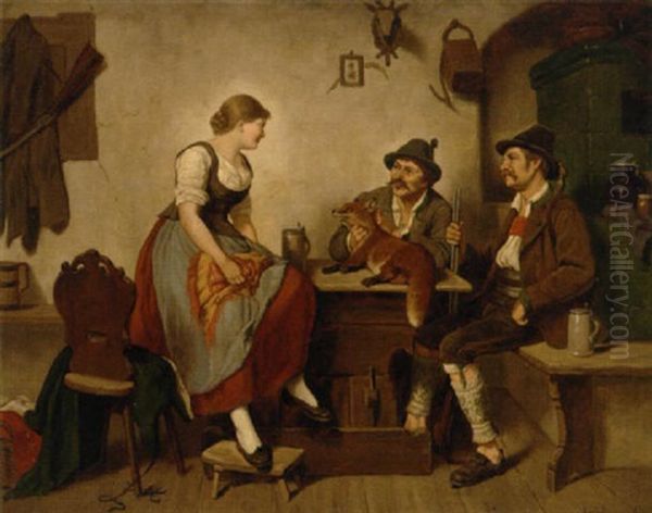 The Huntsmen's Friend Oil Painting by Adolf Franz Christian Schreitter von Schwarzenfeld