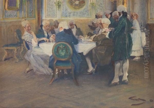 Festive Banquet Oil Painting by Wilhelm Schreuer