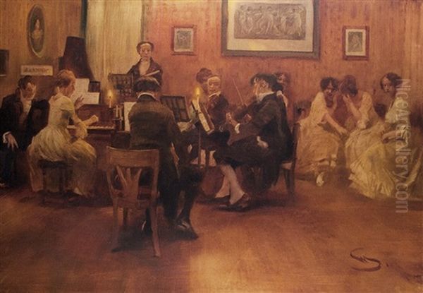 Evening Concert Oil Painting by Wilhelm Schreuer