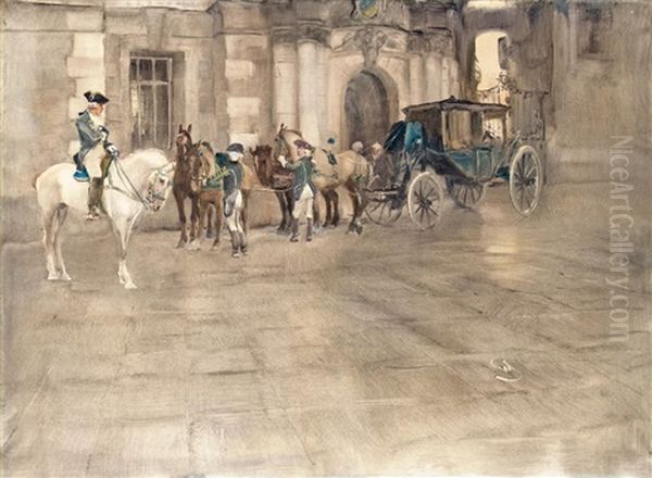 Courtly Carriage Oil Painting by Wilhelm Schreuer