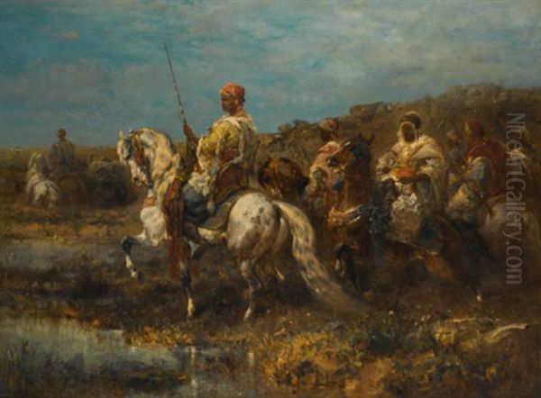 The Advance Oil Painting by Adolf Schreyer