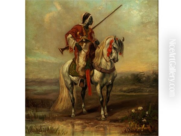 Orientalischer Krieger Auf Einem Schimmel Oil Painting by Adolf Schreyer