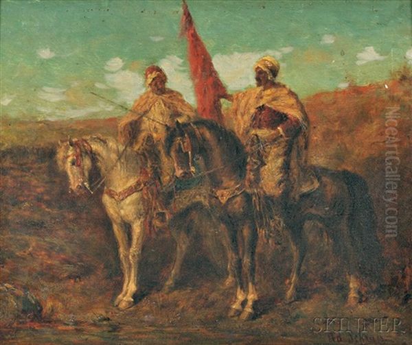 Two Horsemen Oil Painting by Adolf Schreyer