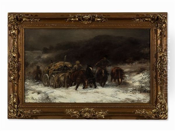 Walachisches Fuhrwerk Im Schnee Oil Painting by Adolf Schreyer