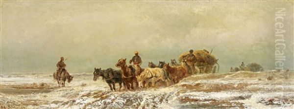 Winterlicher Kosakenzug Oil Painting by Adolf Schreyer