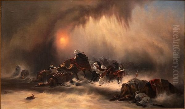 Desert Storm Oil Painting by Adolf Schreyer