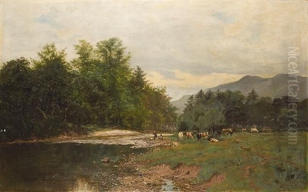 On The Banks Of The Devon, Dollar, N.b. Oil Painting by Albert George Bowman