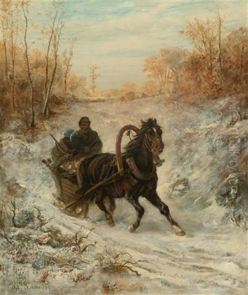 The Courier Oil Painting by Adolf Schreyer