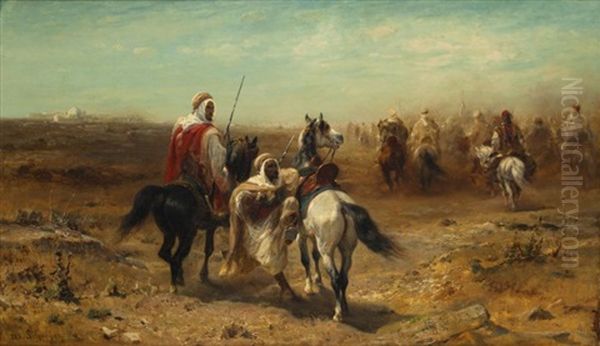 Le Depart Pour La Fantasia Oil Painting by Adolf Schreyer