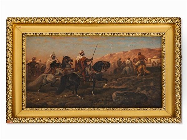 Orientalist Horseman Oil Painting by Adolf Schreyer