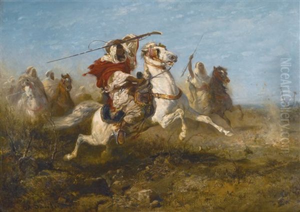 Arab Warriors Oil Painting by Adolf Schreyer