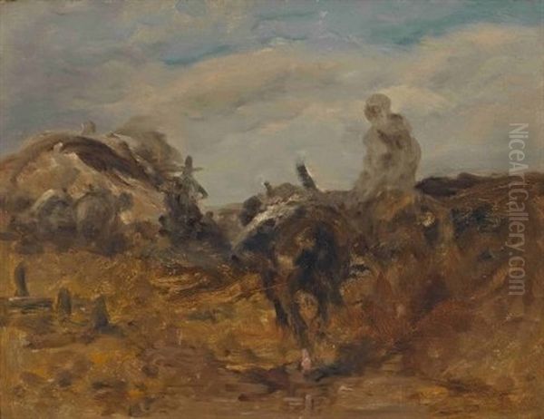 Reitender Beduine In Wustenlandschaft Oil Painting by Adolf Schreyer