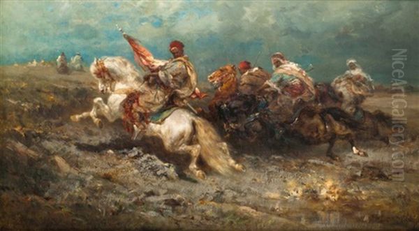 Charge De Cavaliers Arabes Oil Painting by Adolf Schreyer