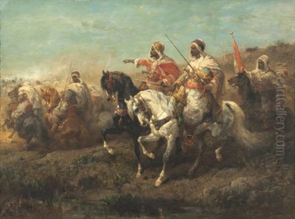 Cavaliers Marocains Oil Painting by Adolf Schreyer