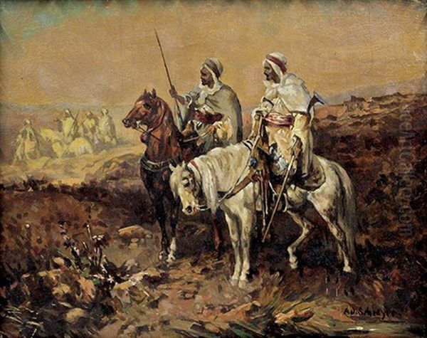 Orientalist Scene With Horseman Oil Painting by Adolf Schreyer