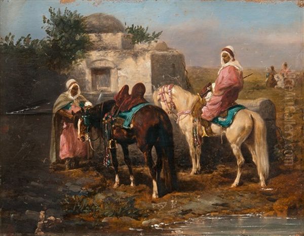 By The Spring Oil Painting by Adolf Schreyer