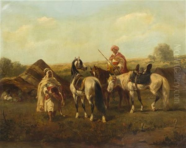 On Horseback Oil Painting by Adolf Schreyer