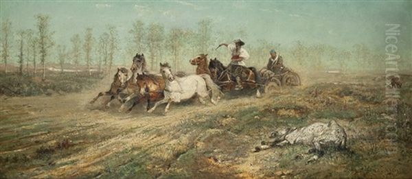 Fast Ride Oil Painting by Adolf Schreyer