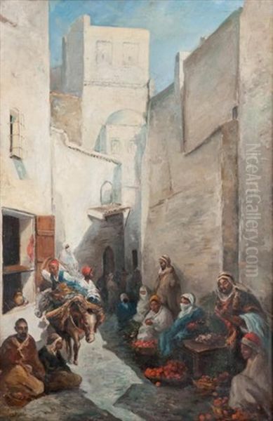 Le Marche Aux Oranges En Afrique Du Nord Oil Painting by Adolf Schreyer