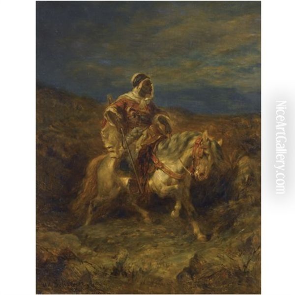 An Arab Scout On Horseback Oil Painting by Adolf Schreyer