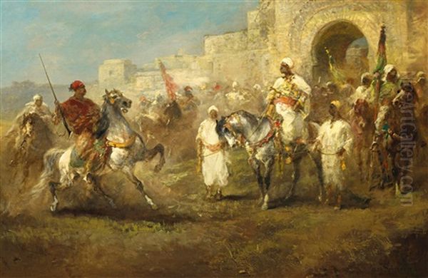 Auszug Der Krieger Aus Einer Orientalischen Stadt Oil Painting by Adolf Schreyer