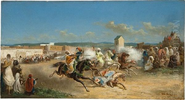 Reitergefecht Oil Painting by Adolf Schreyer