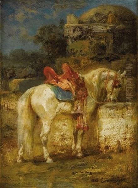 A Horse At Well by Adolf Schreyer