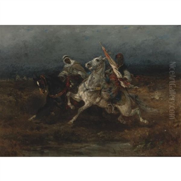 The Night Raid Oil Painting by Adolf Schreyer