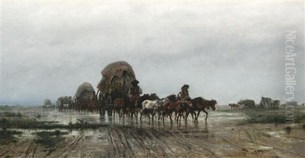 Wallachen Beim Baumwolltransport In Der Russischen Ebene Oil Painting by Adolf Schreyer