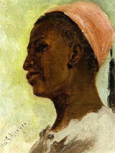 Afrikaner Mit Fez Oil Painting by Adolf Schreyer