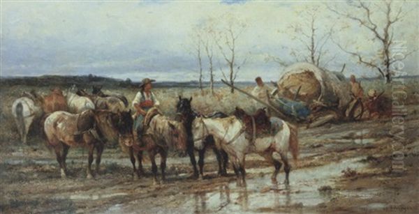 Die Unterbrochene Fahrt Oil Painting by Adolf Schreyer