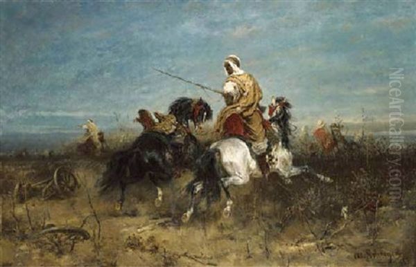 Arabian Horsemen Oil Painting by Adolf Schreyer