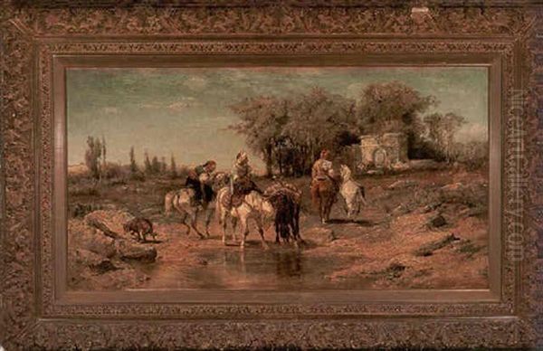 Oasis Oil Painting by Adolf Schreyer