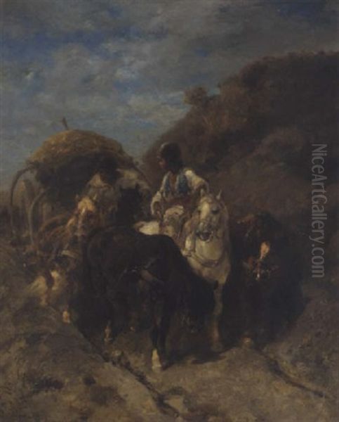 Walachischer Erntewagen Oil Painting by Adolf Schreyer