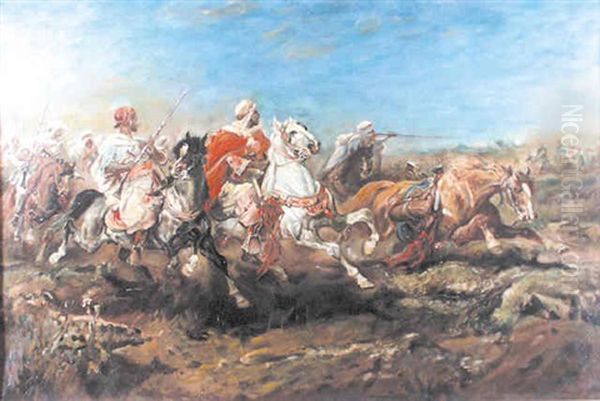 Arab Scene Oil Painting by Adolf Schreyer