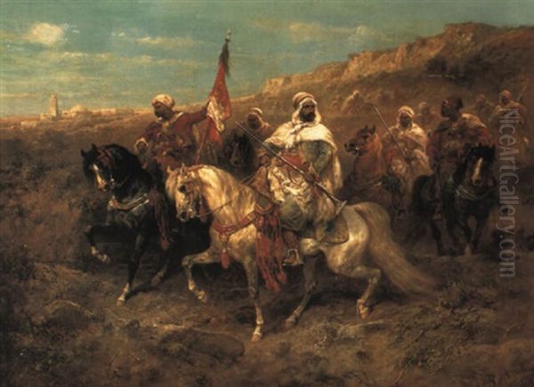 A Regal Procession Oil Painting by Adolf Schreyer