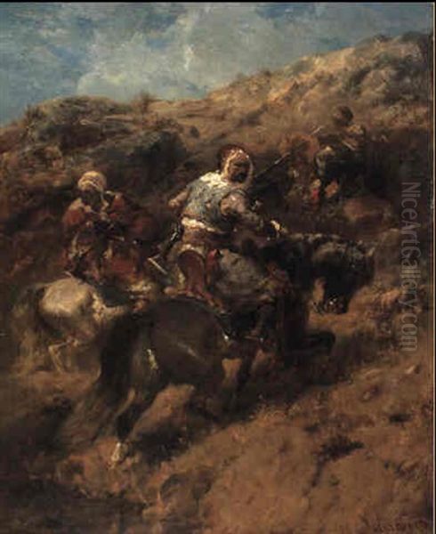 Arab Warriors Oil Painting by Adolf Schreyer